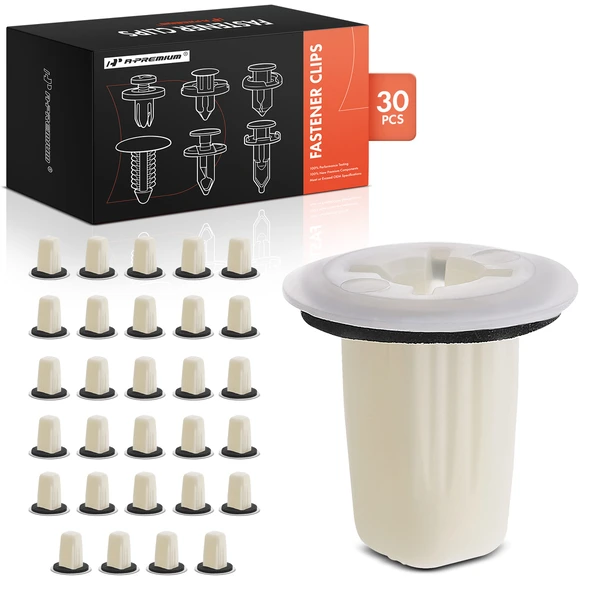 30 Pcs 9 x 9mm Nylon Natural Rear Door Panel Screw Grommet A-Premium APRCF4425