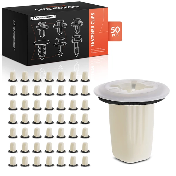 50 Pcs 9 x 9mm Nylon Natural Rear Door Panel Screw Grommet A-Premium APRCF4426