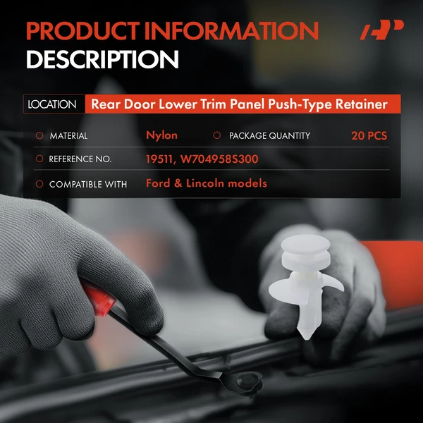 20 Pcs 9.53mm Nylon White Rear Door Lower Trim Panel Retainer A-Premium APRCF4427