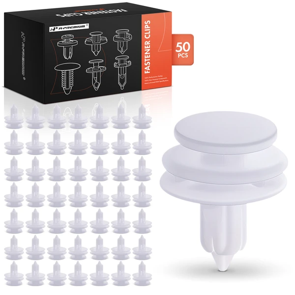 50 Pcs 7mm Nylon White Door Trim Panel Retainer A-Premium APRCF4456