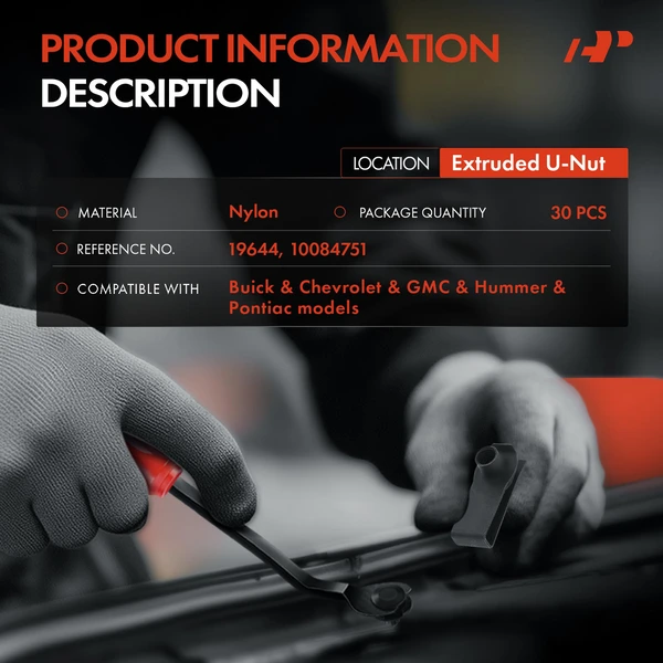 30 Pcs Plating Metal Extruded U-Nut A-Premium APRCF4467