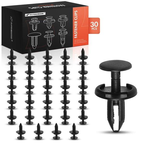 30 Pcs 6mm Nylon Black Radiator Wheelhouse & Fender & Front Bumper Cover Retainer Clip A-Premium APRCF4497