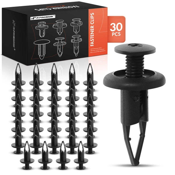 1998-2014 Toyota Avalon 30 Pcs 9mm Nylon Black Bumper Cover Retainer A-Premium APRCF4527