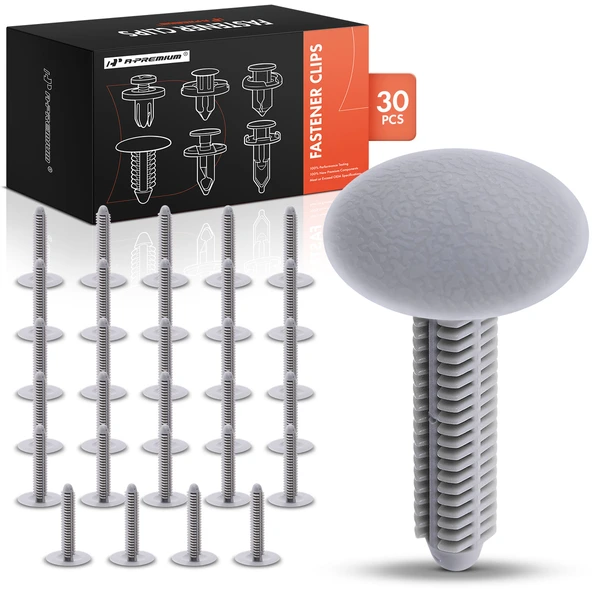 30 Pcs 7.9mm Nylon Medium Graphite Trim & Garnish Retainer A-Premium APRCF4605