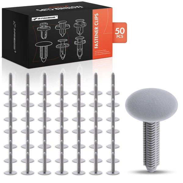 50 Pcs 7.9mm Nylon Medium Graphite Trim & Garnish Retainer A-Premium APRCF4606