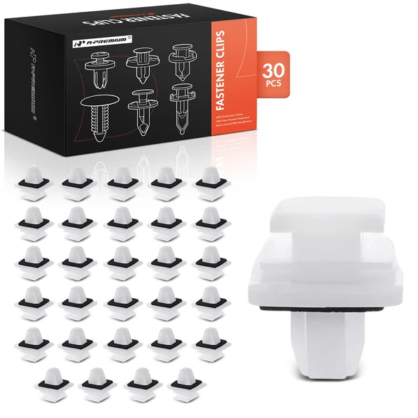 30 Pcs 12 x 10mm Nylon White Tailgate Garnish Rear Door Trim Molding Clip A-Premium APRCF4162