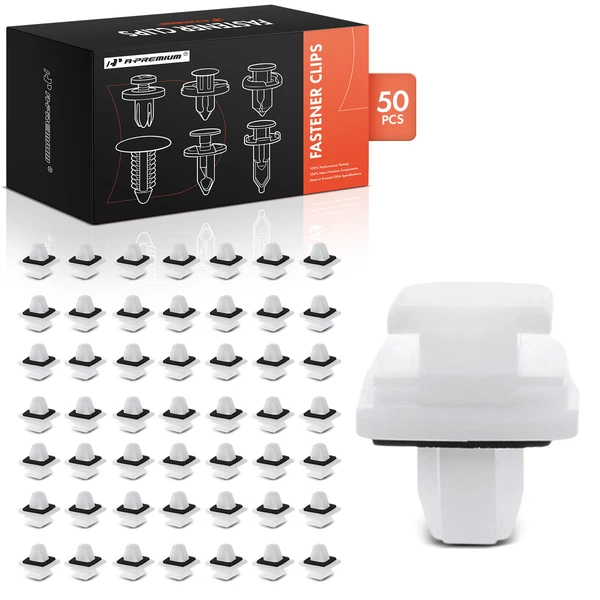 50 Pcs 12 x 10mm Nylon White Tailgate Garnish Rear Door Trim Molding Clip A-Premium APRCF4163