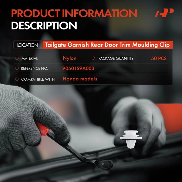 50 Pcs 12 x 10mm Nylon White Tailgate Garnish Rear Door Trim Molding Clip A-Premium APRCF4163
