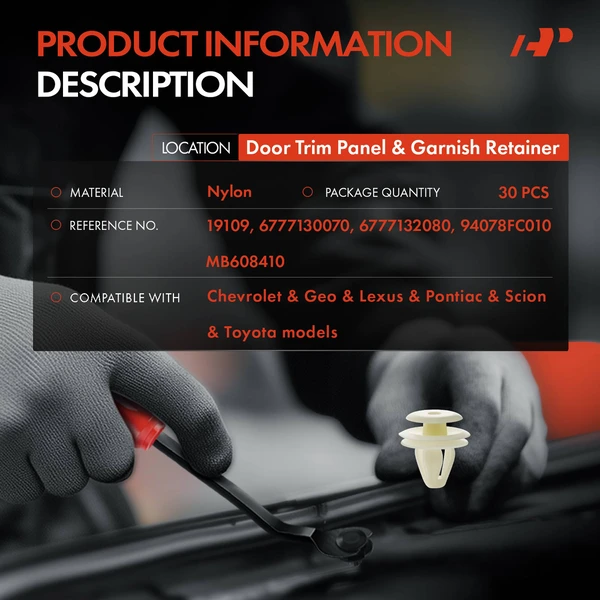 30 Pcs Nylon Natural Door Trim Panel & Garnish Retainer A-Premium APRCF4177