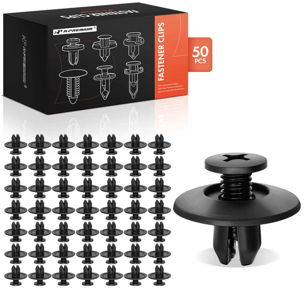 50 Pcs 7mm Nylon Black Quarter Panel Wheel Opening Molding Screw A-Premium APRCF4212