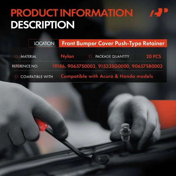 20 Pcs 8mm Nylon Black Front Bumper Cover Retainer A-Premium APRCF4237