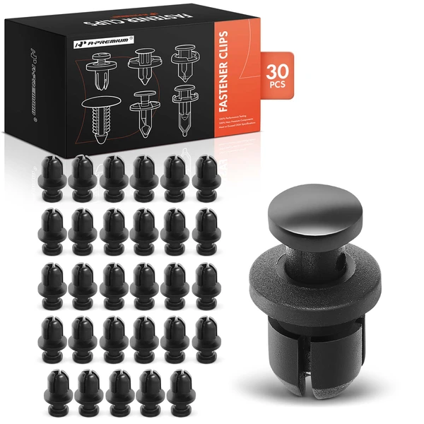 1983-2002 Honda Accord 30 Pcs 8mm Nylon Black Front Bumper Cover Retainer A-Premium APRCF4238