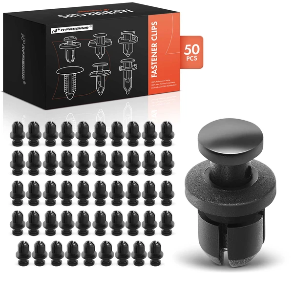 1983-2002 Honda Accord 50 Pcs 8mm Nylon Black Front Bumper Cover Retainer A-Premium APRCF4239