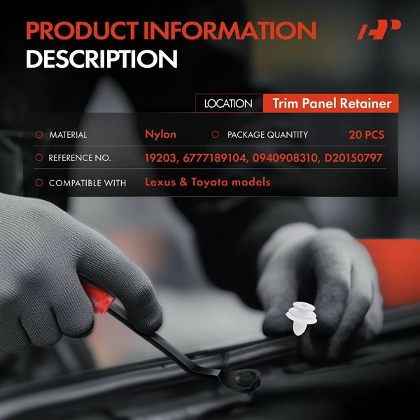 20 Pcs Nylon Natural Trim Panel Retainer A-Premium APRCF4249