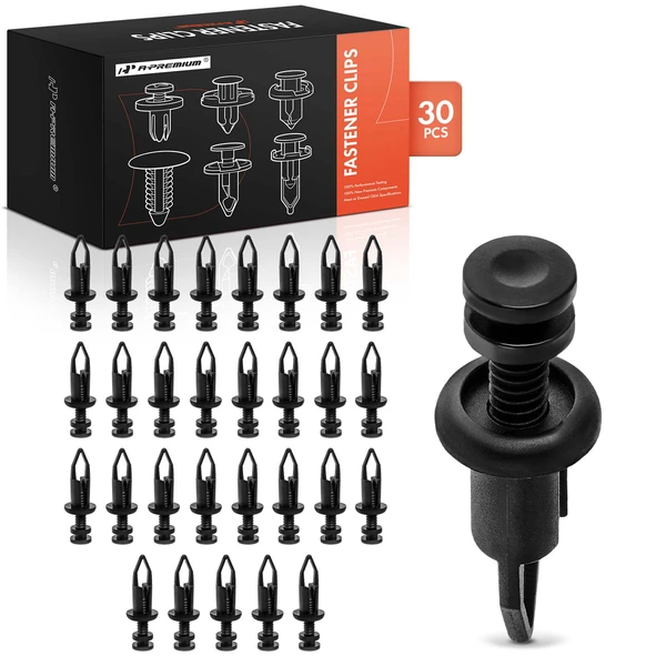 30 Pcs 9mm Plastic Black Front Bumper Retainer A-Premium APRCF4259