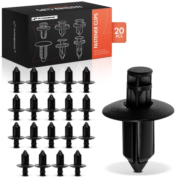 20 Pcs 8mm Nylon Black Push Type Retainer Clip A-Premium APRCF4267