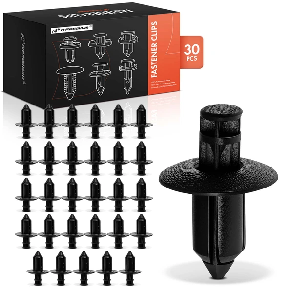 2004-2008 Acura TSX 30 Pcs 8mm Nylon Black Push Type Retainer Clip A-Premium APRCF4268