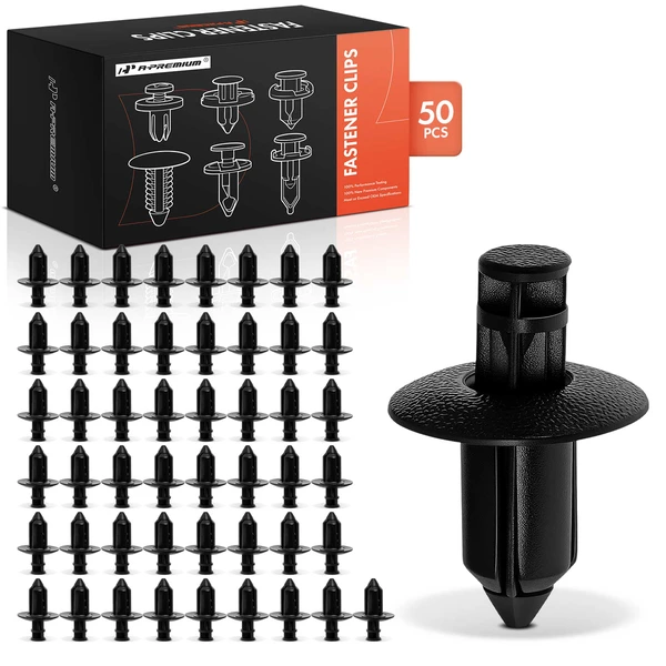 2004-2008 Acura TSX 50 Pcs 8mm Nylon Black Push Type Retainer Clip A-Premium APRCF4269