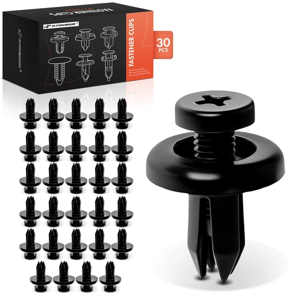 1996-2008 Acura RL 30 Pcs 7mm Nylon Black Front Fender Retainer A-Premium APRCF4271