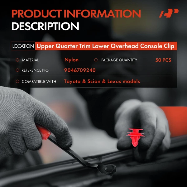2016 Scion iM 50 Pcs 9mm Nylon Red Upper Quarter Trim Lower Overhead Console Clip A-Premium APRCF4281