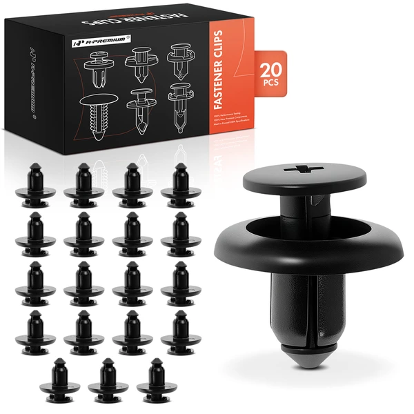 20 Pcs 9mm Nylon Black Front & Rear Bumper Fascia & Radiator Grille Retainer A-Premium APRCF4282