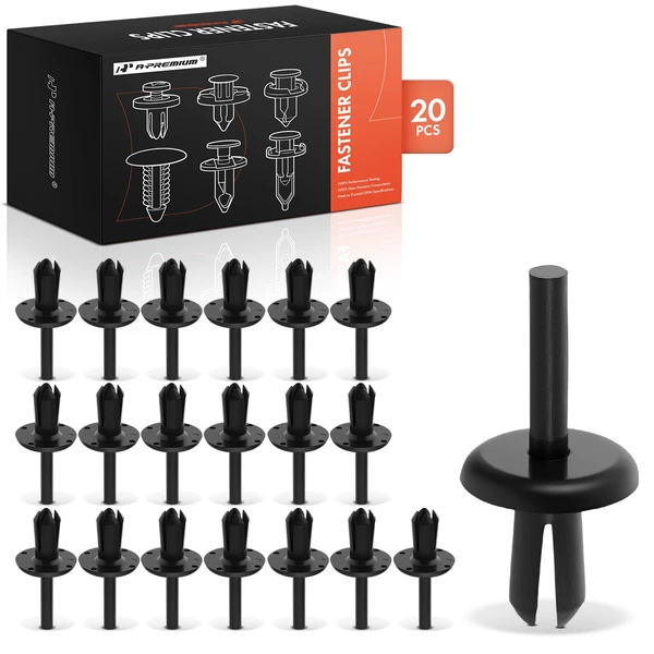 20 Pcs 6mm Nylon Black Bumper Cover Retainer A-Premium APRCF4288