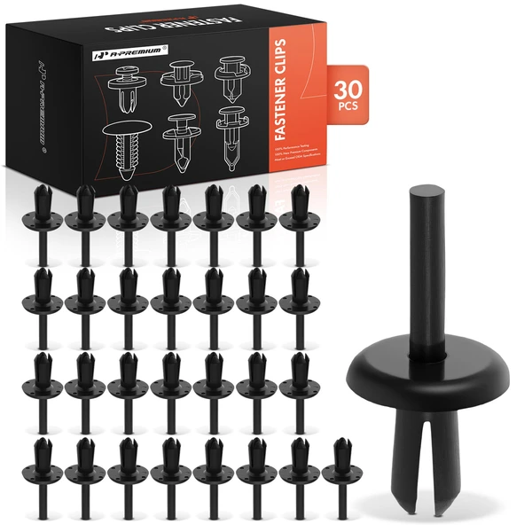 2003-2007 Volvo XC70 30 Pcs 6mm Nylon Black Bumper Cover Retainer A-Premium APRCF4289