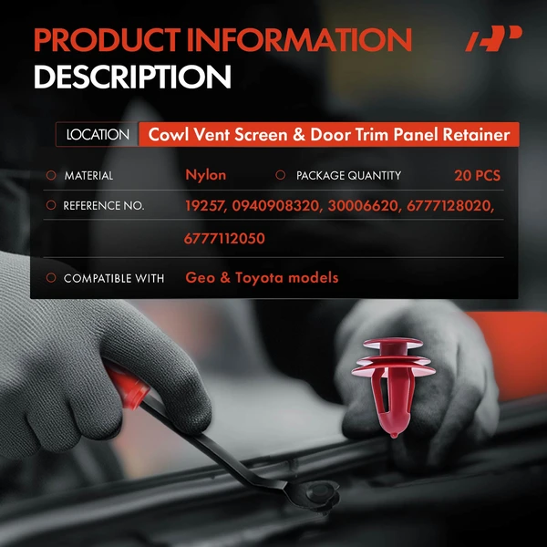 20 Pcs Nylon Red Cowl Vent Screen & Door Trim Panel Retainer A-Premium APRCF4291