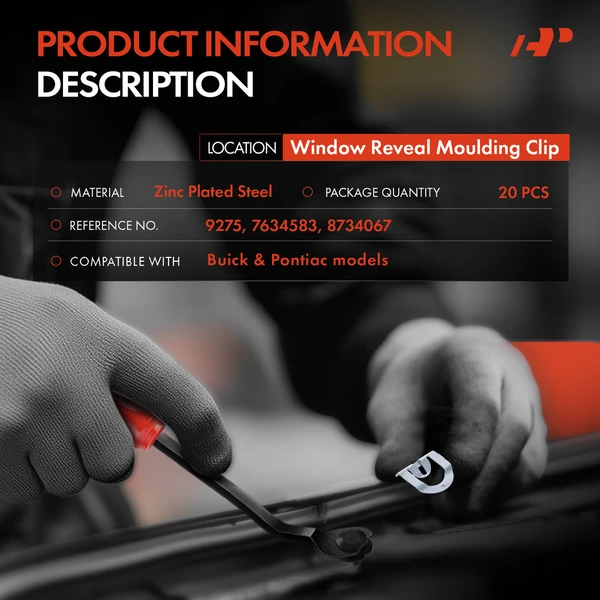 20 Pcs Zinc Plated Steel Silver Window Reveal Molding Clip A-Premium APRCF4301