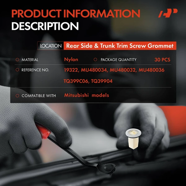 30 Pcs Nylon Natural Rear Side & Trunk Trim Screw Grommet A-Premium APRCF4326