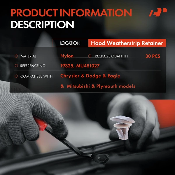 30 Pcs Nylon Brown Hood Weatherstrip Retainer A-Premium APRCF4332