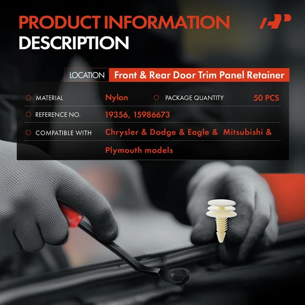 50 Pcs Nylon White Front & Rear Door Trim Panel Retainer A-Premium APRCF4342