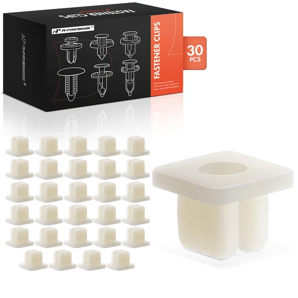 30 Pcs Nylon White Radiator Grille Nut A-Premium APRCF4362