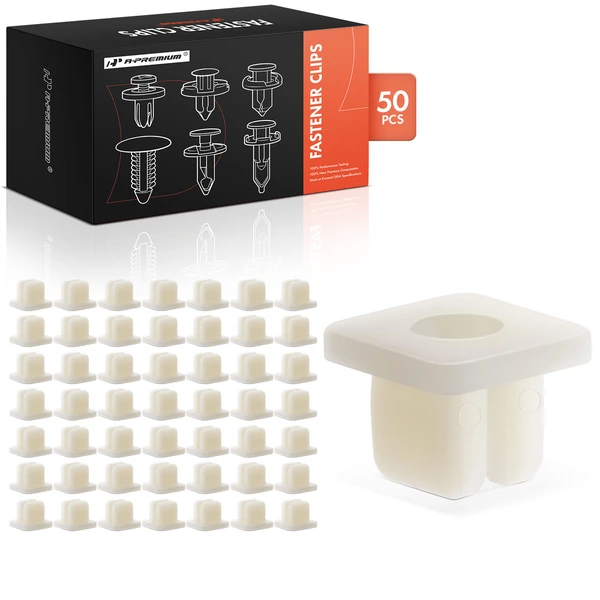 50 Pcs Nylon White Radiator Grille Nut A-Premium APRCF4363