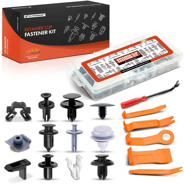 120 Pcs Nylon Black 12 Sizes Retainers Fastener Clips with Removal Tool A-Premium APRCF4677