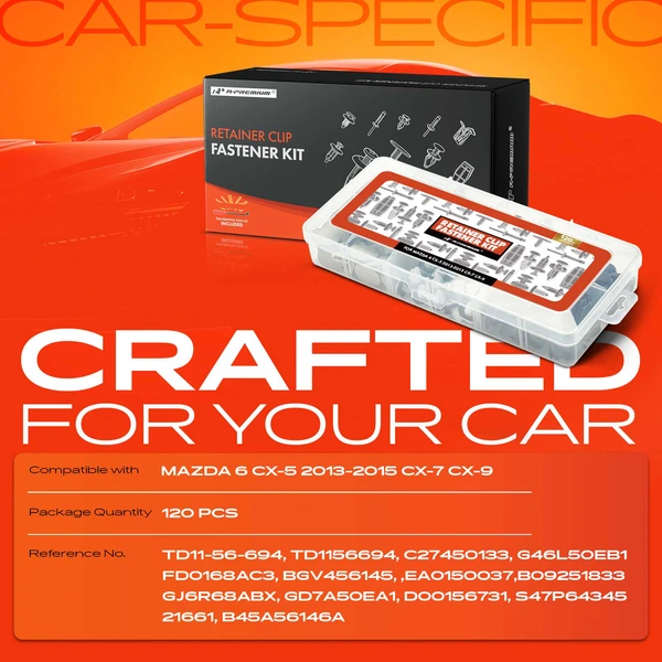 120 Pcs Nylon Black 12 Sizes Retainers Fastener Clips with Removal Tool A-Premium APRCF4677