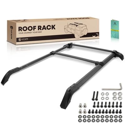 Black Aluminum Alloy & Nylon Roof Rack Cross Bars & Side Rails