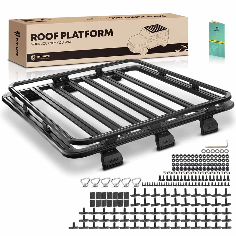 62-inch x 55-inch Black Aluminum Alloy Roof Rack Platform for 2021 Jeep Gladiator