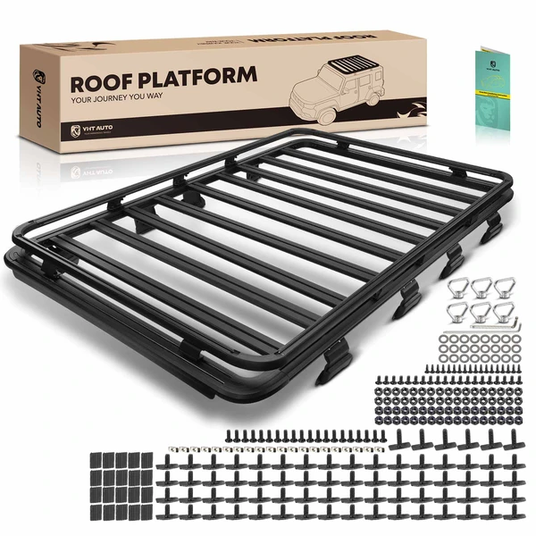 78-inch x 55-inch Black Aluminum Alloy Roof Rack Platform for 2018-2023 Jeep Wrangler