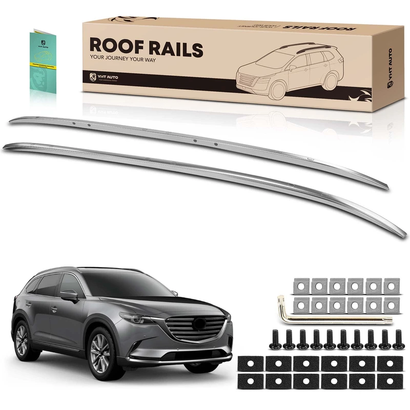 Silver Aluminum Alloy Roof Rack Side Rails for 2021 Mazda CX-9