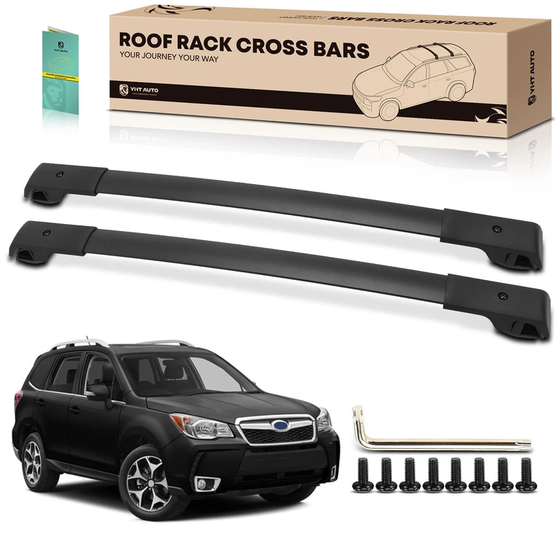 Black Aluminum Alloy & Nylon Roof Rack Rails Cross Bars for Subaru Forester 14-18