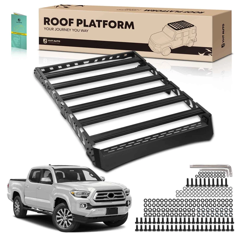 Black Aluminum Alloy Roof Rack Cargo Basket Luggage Carrier for 2021 Toyota Tacoma