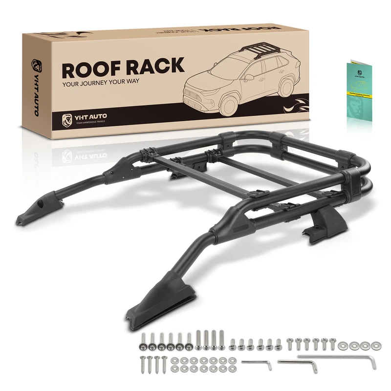 Black Aluminum Alloy Roof Rack Rooftop Basket for 2019 Toyota RAV4