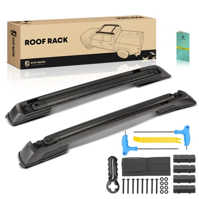 Black Aluminum Alloy Roof Rack Cross Side Rails Bar Set
