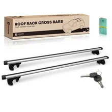 52-inch Universal Silver Aluminum Alloy & Nylon Roof Rack Rail Cross Bars Carrier