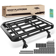 50-inch x 38-inch Black Aluminum Alloy Roof Rack Top Cargo Carrier & Cross Bars