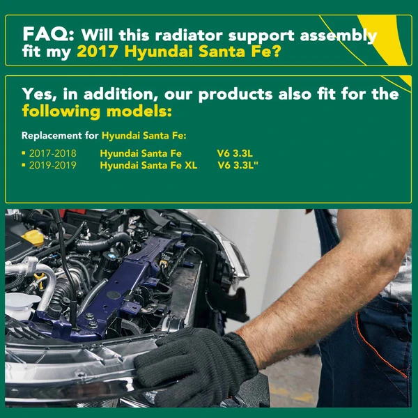 Radiator Support Assembly for Hyundai Santa Fe 2017-2018 Santa Fe XL 2019