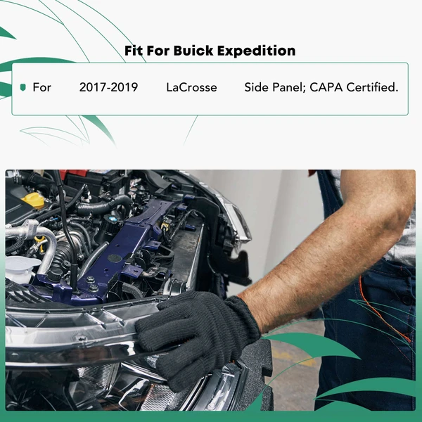 Driver Radiator Support with CAPA for Buick LaCrosse 2017-2019 L4 2.5L V6 3.6L