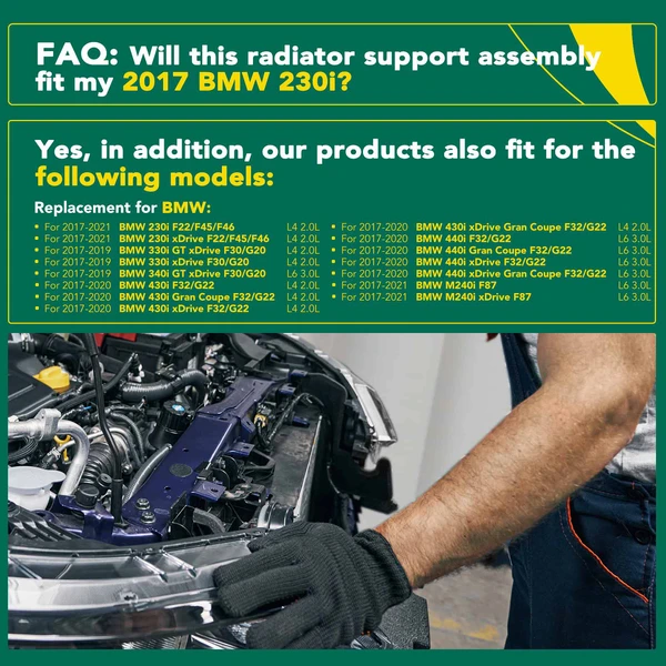 Right Radiator Support Assembly for BMW 330i GT xDrive 330i xDrive 2017-2019