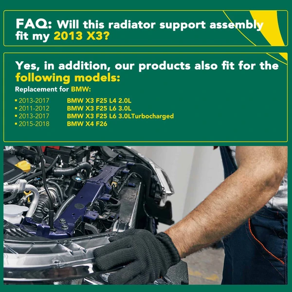 Right Radiator Support Assembly for BMW F25 X3 2011-2017 F26 X4 2015-2018